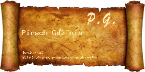 Pirsch Génia névjegykártya